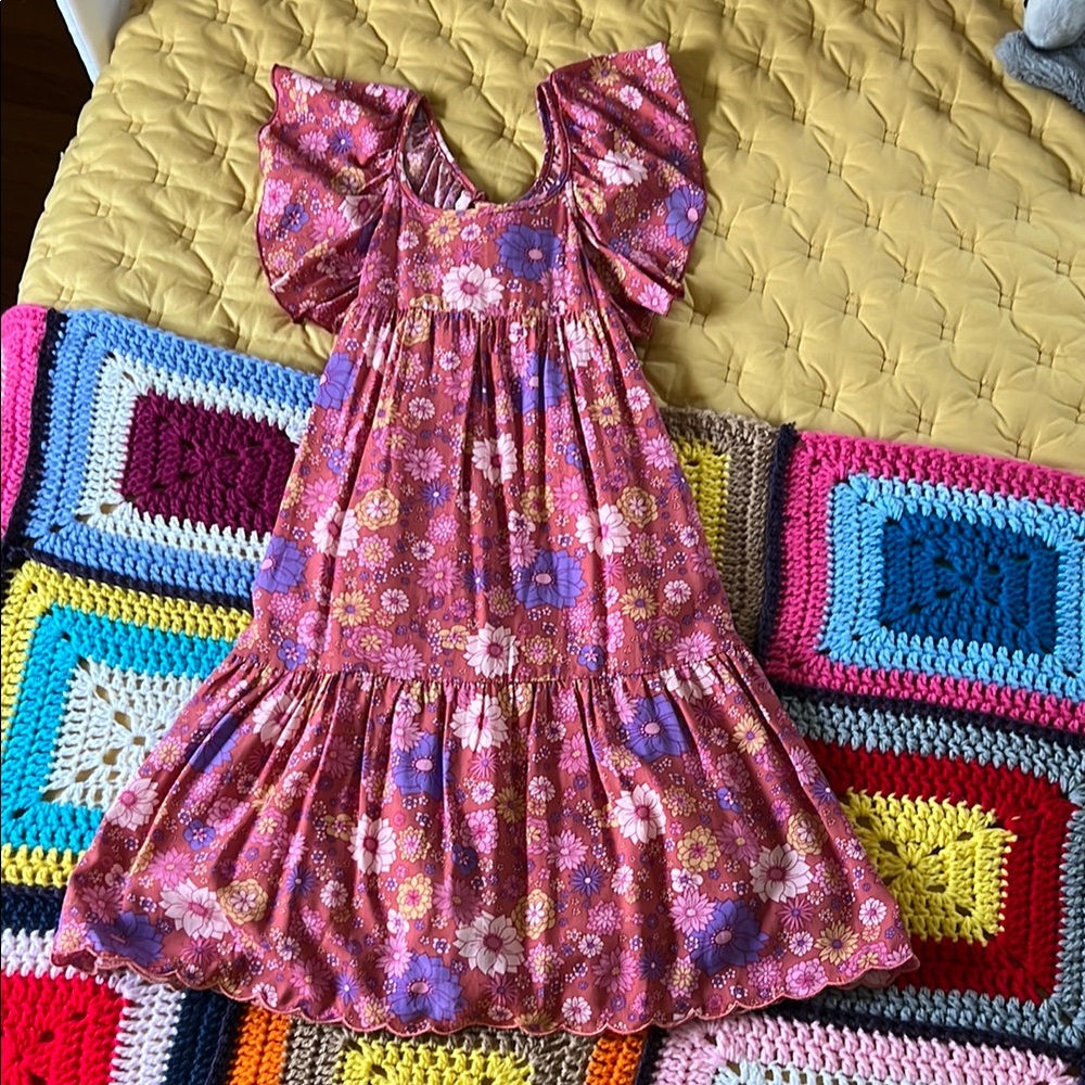 Floral Pink and Purple Kids Dress